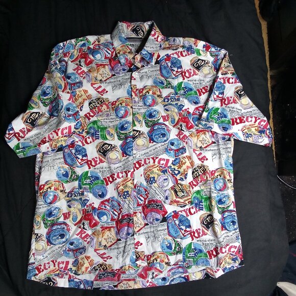 Vintage Parngraff Recycle Beer Cans Hawaiian Shirt - Picture 2 of 5